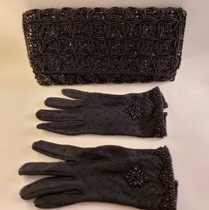 Immaculate Vintage gloves and beaded clutch